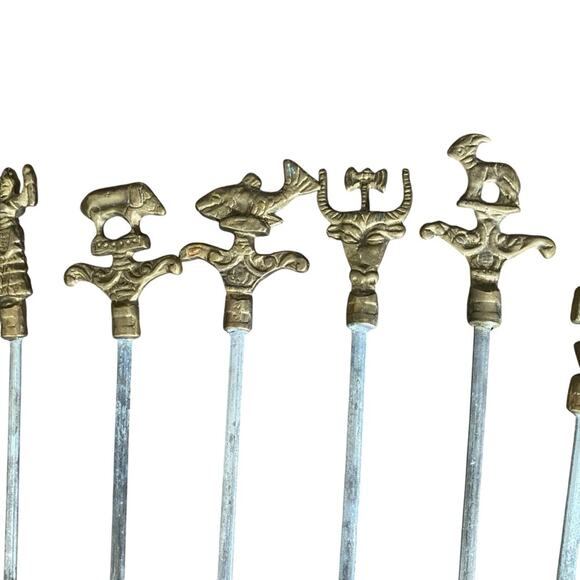 Vintage Brass Stainless Steel Kabob Skewers Set of 12 - Picture 3 of 6
